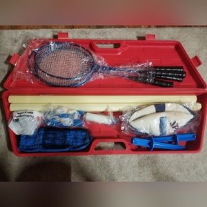 Spaulding all in one volley ball, badminton set.